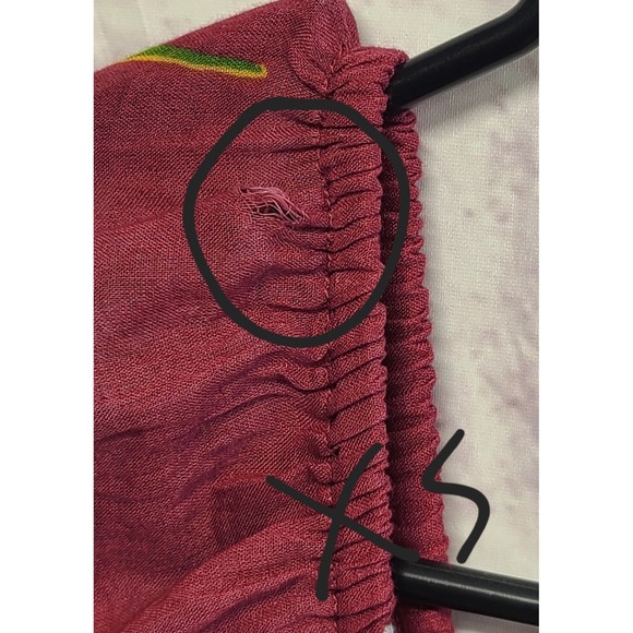 Free People Floral Smocked Midi Dress Burgundy Red XL/XS New With Flaws - Picture 7 of 15